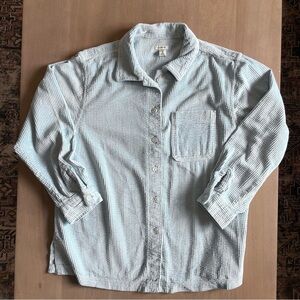 L.L. Bean Women’s  Casual Light Blue Corduroy Button Up Shirt